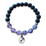 Pulsera Acero Signo Sagitario Piedra Amatista Y Lava