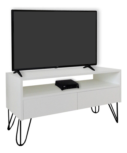 Rack Tv Bancada Nicho Pé Hairpin Legs Industrial Branco Laca