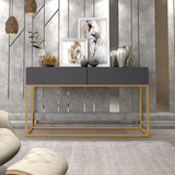 Aparador Para Sala De Estar/jantar Eros - Decoração Moderno Cor Cinza/dourado