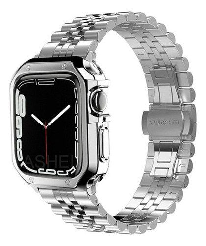 Correa De Acero Inoxidable + Funda For Apple Watch 7 45mm