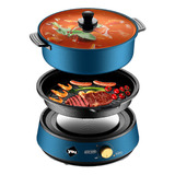 Cocina Olla Sarten Electrico 4l Multifuncional 2 En 1 You Color Azul Acero