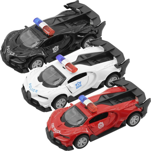 Kit Trio 3 Carrinhos Miniaturas Fricção Viaturas Esportivas