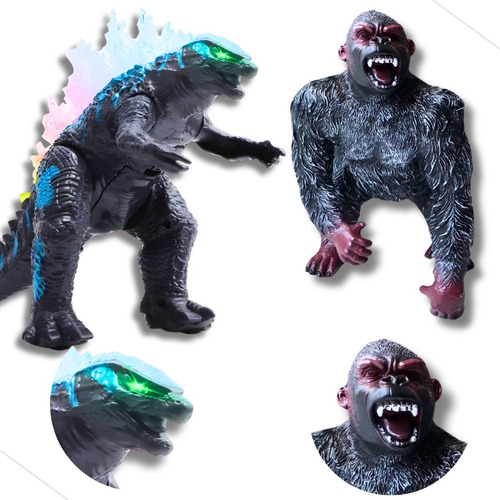  Kit Brinquedos Filme Macaco King Kong + Godzilla Bonecos Nf