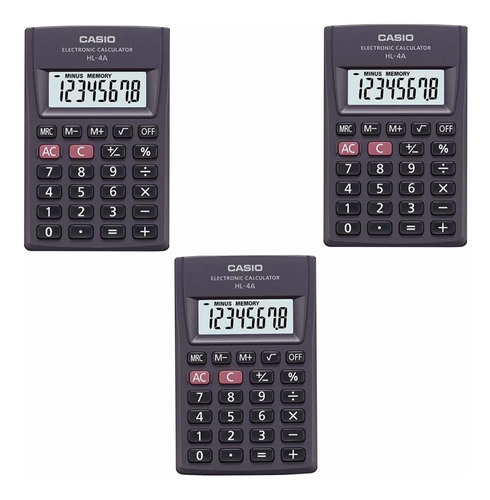 3x Mini Calculadora Escolar Básica Casio D Bolsillo Portátil