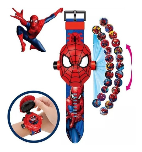 Spiderman Reloj Digital + Proyector De 24 Figuras! Juguete