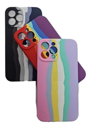 Estuche Silicone Case Arcoíris Compatible Con iPhone 13 Pro