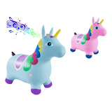 Animal Saltarin Pony Inflable De Goma Juguete Sonido Color Celeste Forma Caballito