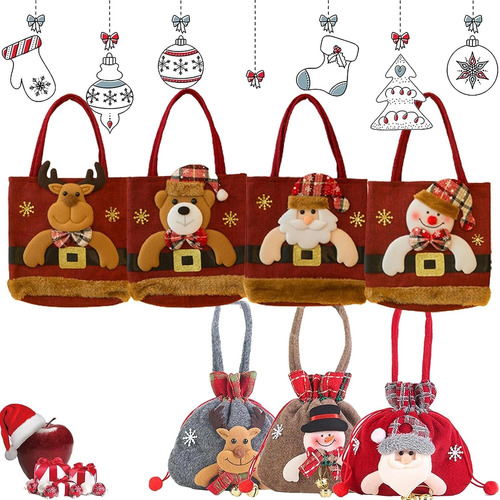 7pcs Bolsas De Navidad For Regalos De Muñecas Decoración