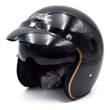 Casco Abierto 3/4 Negro Gloss Chopper Certificacion Dot Moto