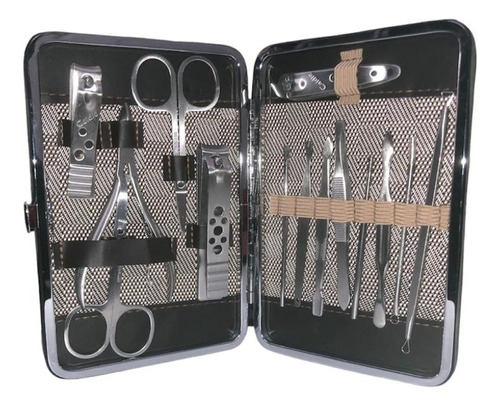 Set Kit Manicure Y Pedicure Plateado 614n X14 Piezas