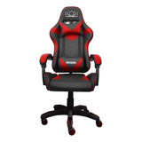 Silla Escritorio Kraken Gamer Ergonómica Reclinable Negra Y Roja Con Tapizado De Cuero Sintético