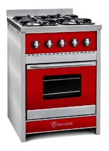 Cocina Tst Chiara A Gas/eléctrica 4 Hornallas  Roja Puerta Con Visor