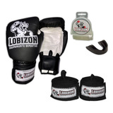 Combo Guantes + Bucal Simple + Vendas 3,5mts Boxeo Sparring 