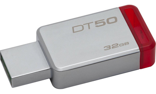 Memoria Usb Kingston Datatraveler 50 Dt50 32gb 3.1 Gen 1 Plateado Y Rojo