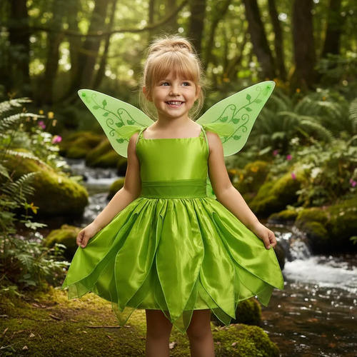 Fantasia Infantil Menina  Vestido E Asas Sininho Carnaval | Frete grátis