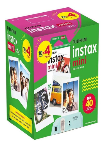 Filme Para Instax Mini 9 8 7s Kit Com 40 Fotos 54x86mm