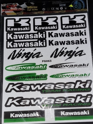 Stickers Calcomanías Plantillas Reflejante Kawasaki Ninja