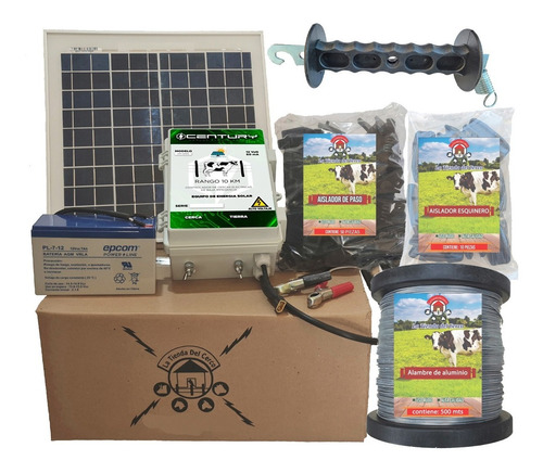 Cerca Electrica Para Ganado Kit Solar 10km + 500m De Alambre