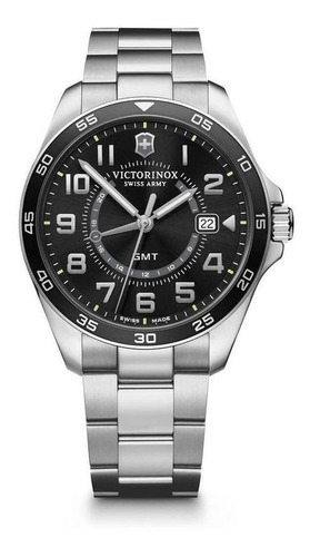 Reloj Fieldforce Classic Gmt 42 Mm Correa Acero Victorinox