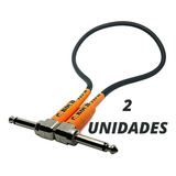 Kit 2 Cabos De Pedal Guitarra/ Baixo P10 90 Graus Mono 50cm.