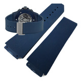 Correa Azul 25mm Grabado Lineas Compatible Hublot