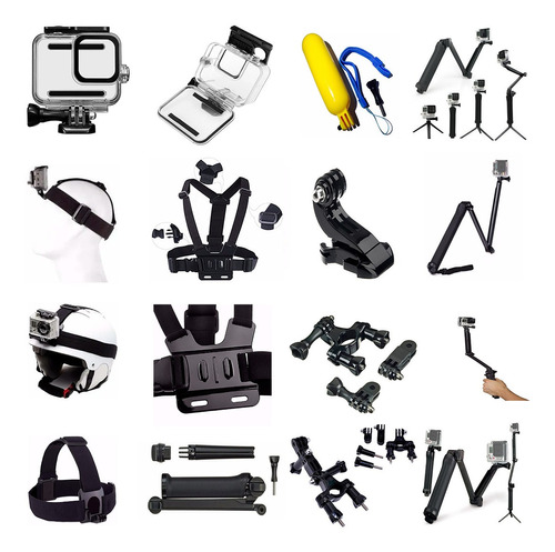 Kit Estanque Sup Guidao Peito P Gopro Hero 5 6 7 Black Tripe