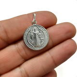 Dije Medalla San Benito En Plata 925 Italiana (2cmx2,9cm)