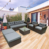 Juego De Muebles De Patio Rattan Wicker, Compatible Con Back