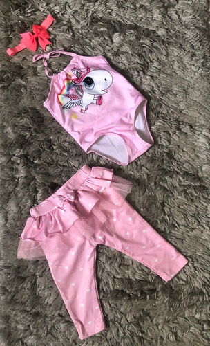 Roupa Conjunto Bebê Body Calça Legging Tutu Look Unicórnio 