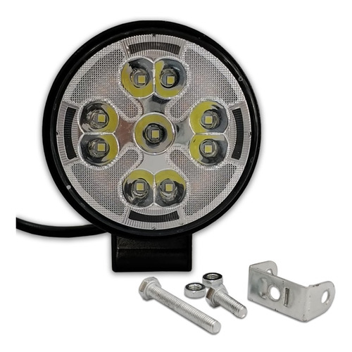 Faro Led Redondo 17 Led Luz Blanca Y Ámbar Con Estrobo