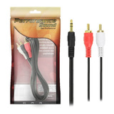 Cabo Áudio Auxiliar P2 X 2rca Plug Dourado 1.8 Metros