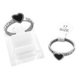 3 Anillos Corazon Negro Strass A Ambos Lados Premium C:8158