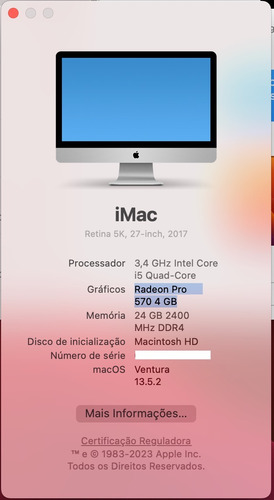 Apple iMac 27 I5 24gb 5k 2017