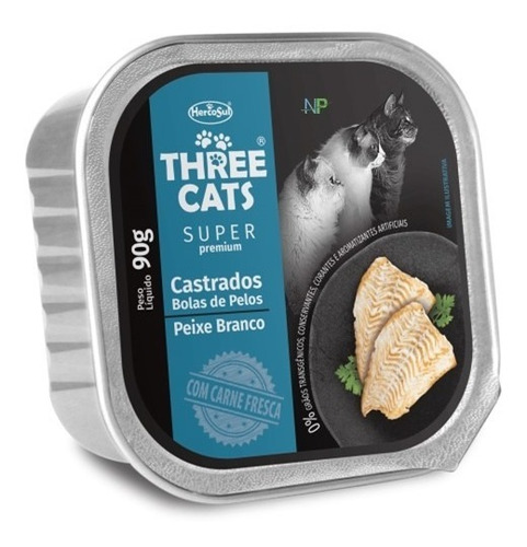 Three Cats Pate Pescado Control Bolas De Pelo 90gr. Np