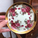 Antiguo Plato Porcelana Tsuji Rosas Rojas Y Oro 15 Cm