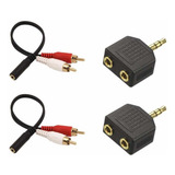 2 Cables De Audio Y Hembra A 2 Machos Y Divisor Convertidor