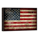 Nogal Enmarcado Grande Antiguo Vintage Bandera American...