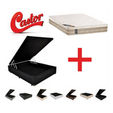 Cama Box Baú Viúva + Colchão Castor Premium Tecnopedic 128 Cor Suede Preto