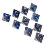 10 D8 Dados De 8 Caras Accesorios Para De Table Gris + Azul