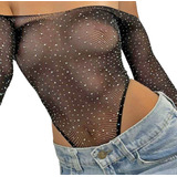 Body Red Strass Brillos Tendencia Mujer Sexy Importado