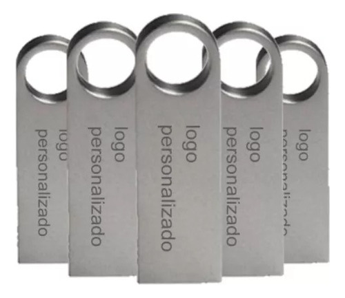 Kit 110 Memorias Usb 16gb Personalizadas Logo Laser Metal /i Color Plateado Personalizada