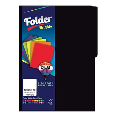 Folder Tamaño Oficio Negro Papel 25 Diem | MercadoLibre