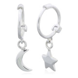 Aros Argolla Huggie Desigual Luna Estrella, Plata 925, 10 Mm