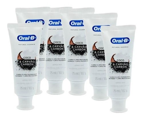 Kit De 6 Pastas Dentales Natural Essence Coco Y Carbon Oralb