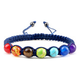 Pulsera 7 Chakras Cuarzos Tejida Unisex + Estuche