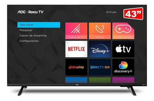 Smart Tv 43'' Full Hd Com Roku Tv 43s5135/78g Aoc Bivolt