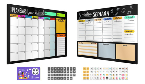 Planejadores Mensal/semanal Dinâmicos + 91 Imãs + Tecnologia