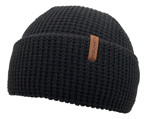 Gorro Tejido Punto Waffle Con Bota Ancha Beanie Fashion