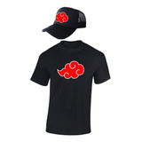 Camiseta Y Gorra Nubes Akatsuki  Hombre 100%algodon