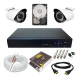 Kit Vigilância Residencial Comercial 2 Câmeras Ahd Dvr 4ch 